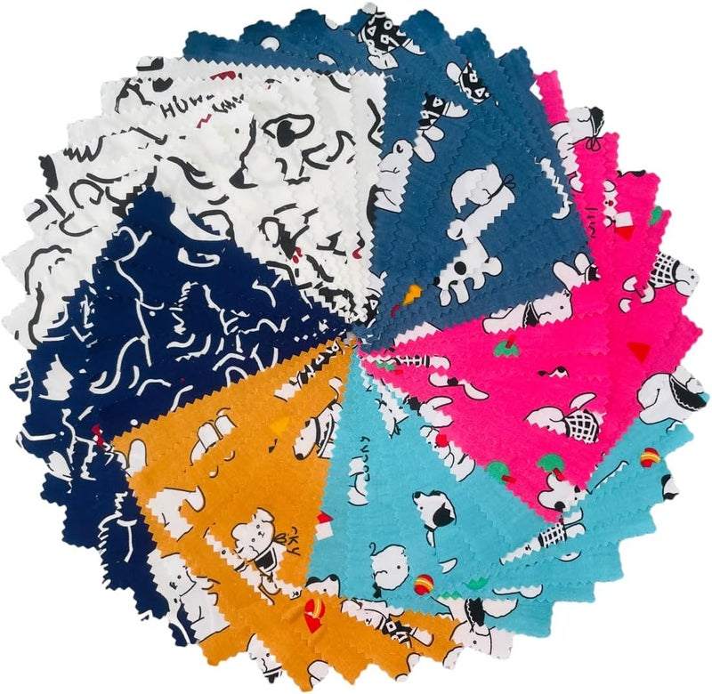 DMFR Cotton Fabric Squares 5x5 Charm Packs for Quilting 5 inch for Baby Boy Sewing Patchwork 42pcs (Dog Fabric) - Image 1